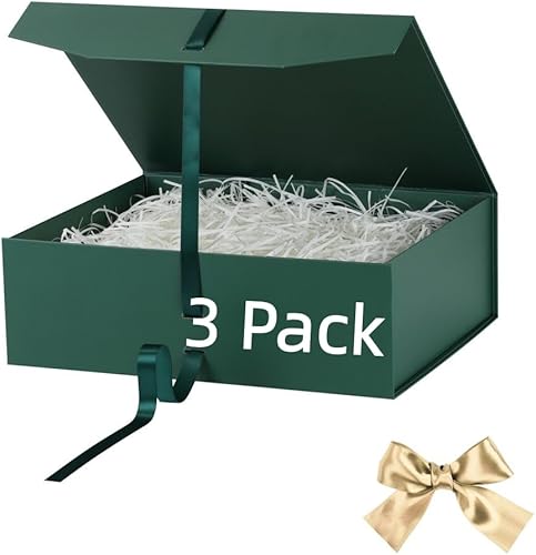 Miniatura 25 de Caja de regalo negra grande, 12 x 8 x 4.5 pulgadas, caja de regalo negra grande con tapa de cierre magnético, caja de propuesta de dama de honor,