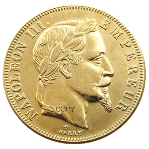 VJKFSWG Pièce commémorative France 1865 Napoléon III Plaqué Or Copie de pièce Décor Pièce de...