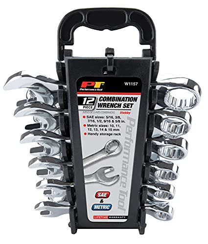 Performance Tool W1157 Performance Tool 12-Piece Stubby SAE and MET Wrench Set