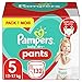 Pampers Couches-Culottes Taille 5 (12-17 kg), Baby-Dry, 132 Couches-Culottes Bébé, Pack 1 Mois, Maintien 360° pour Éviter les Fuites, Faciles à Changer