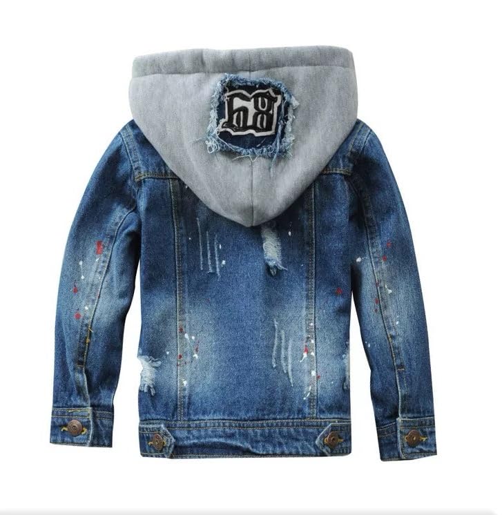 Kids Jean Jacket Hooded Stylish Rripped Denim Jackets Casual Jean Coat Tops2