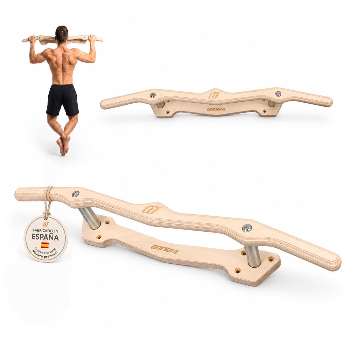 GORLETIC Mountain Barra per Trazioni Legno Parete e Porta 130kg | Acciaio inossidabile, Antiscivolo, 3 posizioni di presa, Montaggio e smontaggio facili