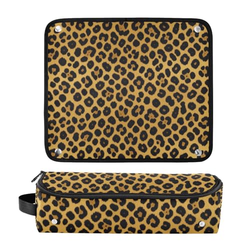 Organizador 2 en 1 para herramientas de cabello con almohadilla resistente al calor - Estuche portátil para viaje para planchas, rizador, secador, estampado de leopardo para mujeres miniatura 3