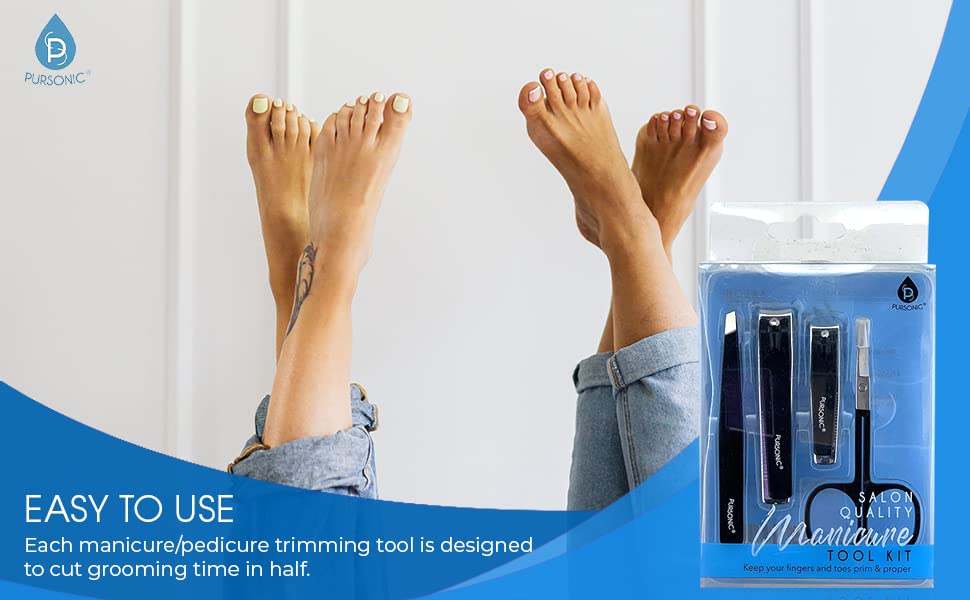 Miniatura 4 de Pursonic Kit de herramientas de manicura de calidad de salón para manicura y pedicura, incluye cortaúñas, pinzas y tijeras de uñas, material de