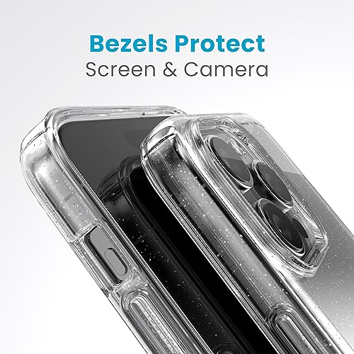 Speck Clear iPhone 15 Pro Max Case - Slim, Drop Protection - Scratch Resistant, Anti-Yellowing, 6.7 Inch Phone Case - GemShell Clear/Platinum Glitter - image 6