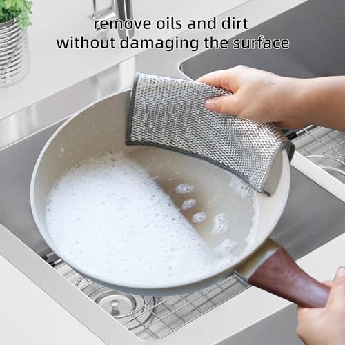 Image of Desi BAE 10 Pack Non-Scratch Wire Dishcloth & Gaps Cleaning Brush, Multipurpose Dishwashing Rags for Wet and Dry, Easy Rinsing, Reusable Cleaning Cloth for Kitchen, Sinks (10)