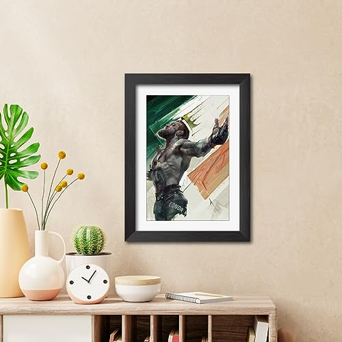 Image of TenorArts Conor McGregor MMA Poster Frame Fighter Laminated Photo Framed Painting with Matt Finish Black Textures (12 inches x 9inches)