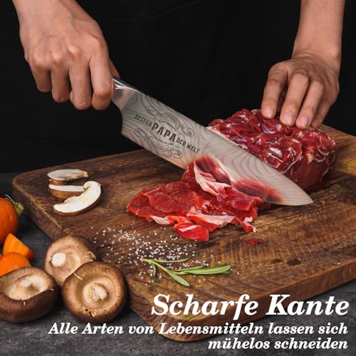 Küchenmesser Scharf Vatertagsgeschenke für Papa - 34cm Kochmesser Profi Messer für Geburtstag, Geschenk Vatertag für Papa Männer Vater Opa, Fleischmesser Extrem Scharf, Deutschem Edelstahl Chefmesser 6