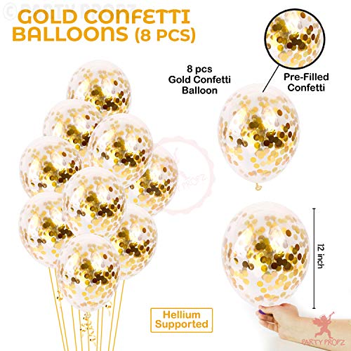 Image of Party Propz Birthday Decoration Items - Happy Birthday Banner, Gold Confetti Balloons, HBD Decoration Items For Husband, Golden Theme Bday Decoration, Balloons for Decoration