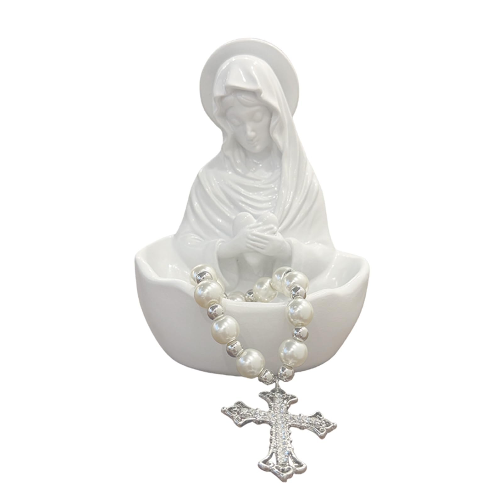 Virgin Mary Statue, Catholic Gifts for Women, Virgin Mary Keepsake Rosary Holder,5-inch Blessed Mother Resin Statue, Catholic Decor