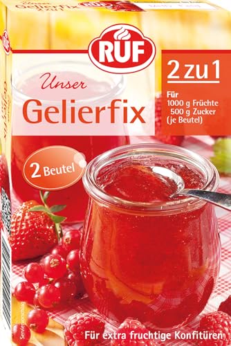 RUF Gelierfix 2 zu 1, veganes Geliermittel zum Einkochen und Gelieren von Marmelade, Konfitüre & Gelee, glutenfrei