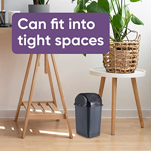 Image of Superio Swing Top Trash Can,Set of 3 Waste Bins for Home, Kitchen, Office, Bedroom, Bathroom, Ideal for Large or Small Spaces - White (Grey-18 qt+ 2 5 qt)