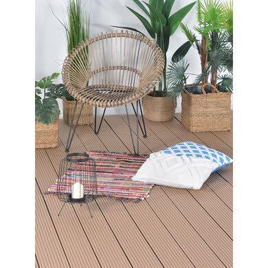 OOGarden - Lame de terrasse en bois composite - L.240 x 14,6cm - Teck