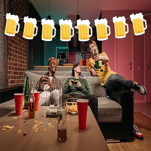 Image of Beer Birthday Banner Beer Mug Pennant Banner for Beer Party and Birthday Wedding Party Supplies
