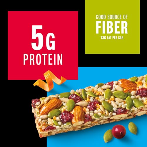 Image of KIND Healthy Snacks Bars, Orange Cranberry Pumpkin Seed, Gluten Free, High Fiber Snacks, 5g Protein, 12 Count