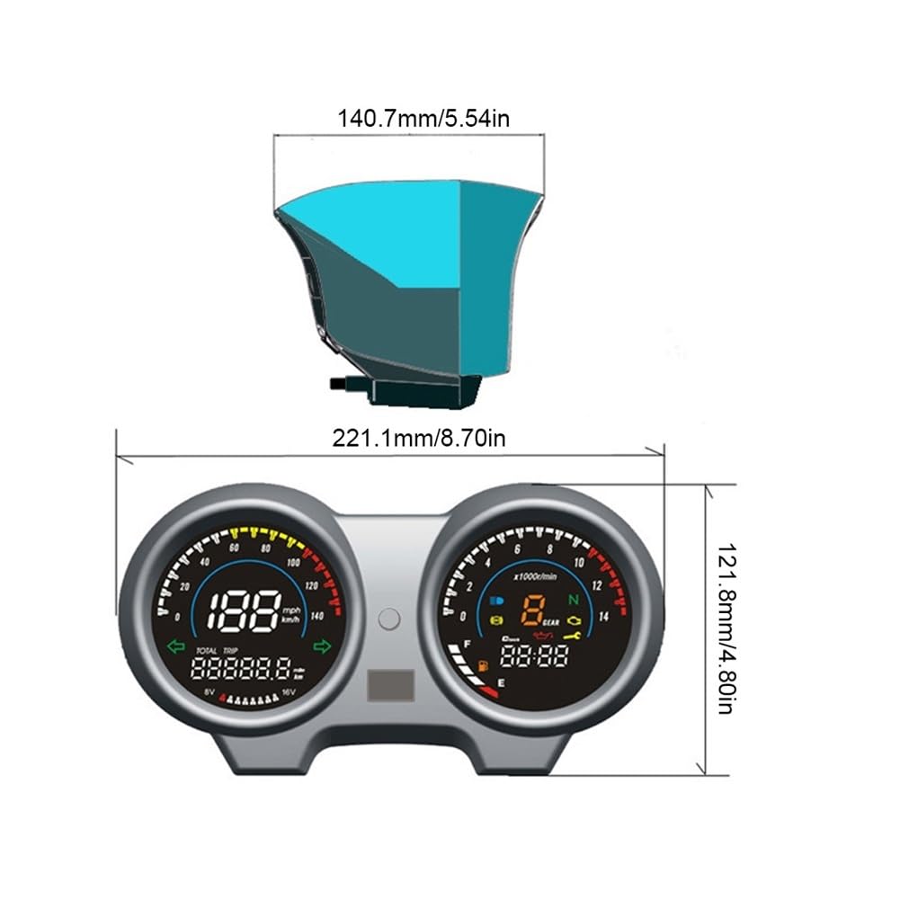 Contagiri contachilometri Cruscotto Digitale A LED Per Motocicletta Contagiri Per Moto Indicatore Del Carburante Tachimetro MPH/KMH Per TITAN 150 Per CG150 Fan150