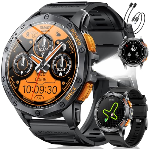 LIGE Smartwatch Uomo GPS, Bussola/Altitudine/Barometro, Torcia, AMOLED 1,43" Smart Watch