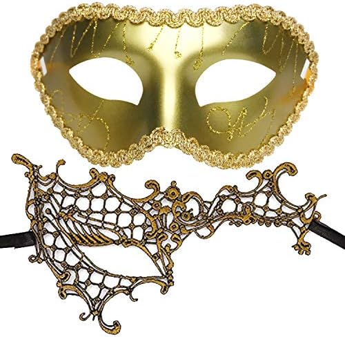 7Queen Couples Masquerade Mask Vintage Bronze Gold Venetian Halloween Costume Party Decor Men Women Mask Mardi Gras Mask