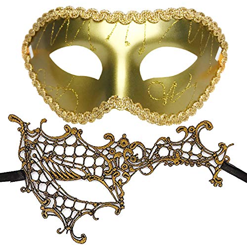 7Queen Couples Masquerade Mask Vintage Bronze Gold Venetian Halloween Costume Party Decor Men Women Mask Mardi Gras Mask