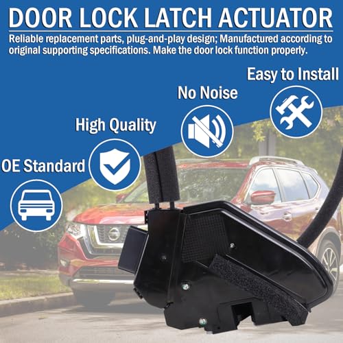 Image of Front Right Passenger Side Door Lock Actuator 80500-4BA0A Compatible with Nissan Rogue Sport Utility 2014 2015 2016 2017 2018 2019, Door Latch Replaces 80500-4BA0B