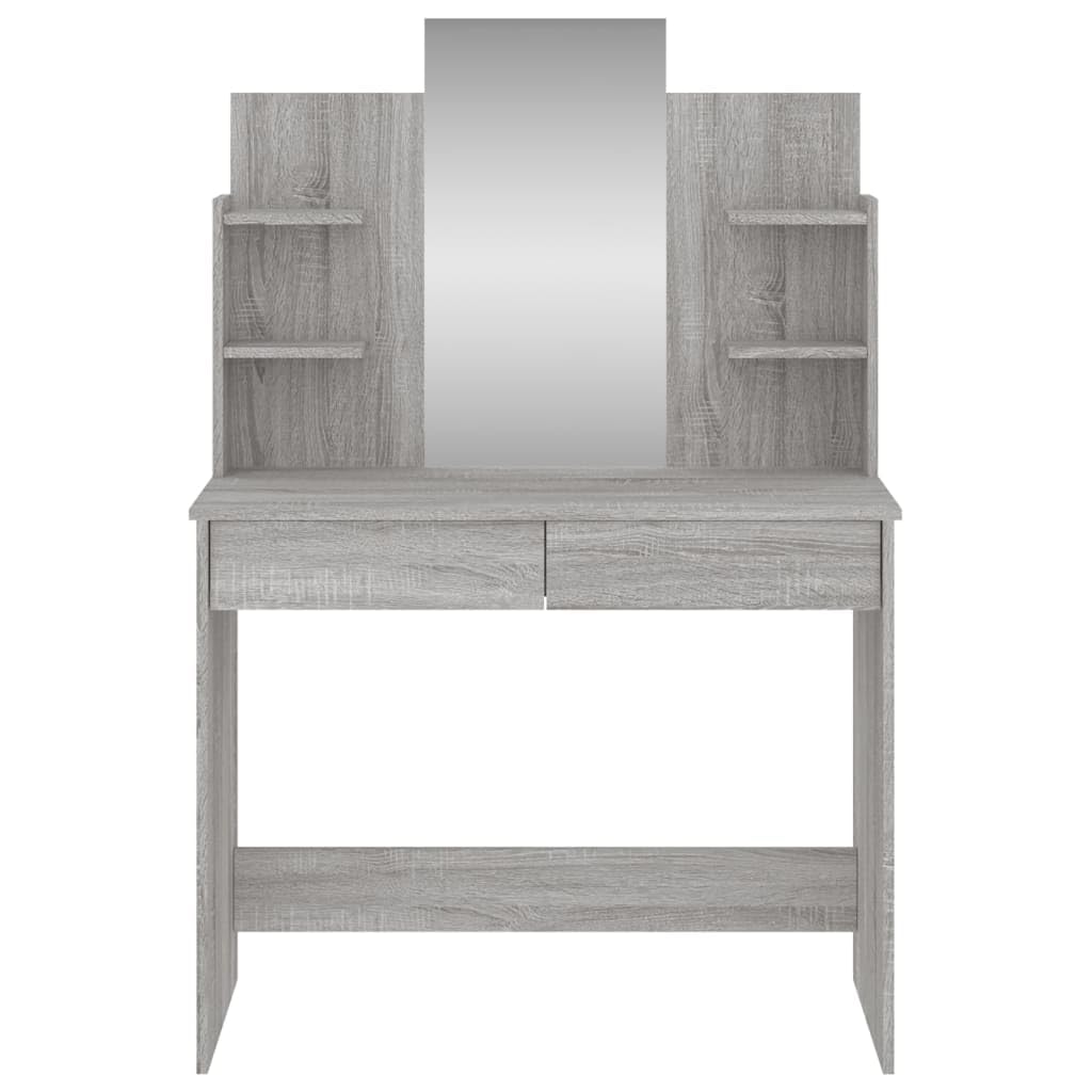 Schminktisch mit Spiegel Grau Sonoma Holzwerkstoff 96x39x142 cm mit Schublade und Stauraum für Schlafzimmer Jugendzimmer Mädchen Makeup Styling