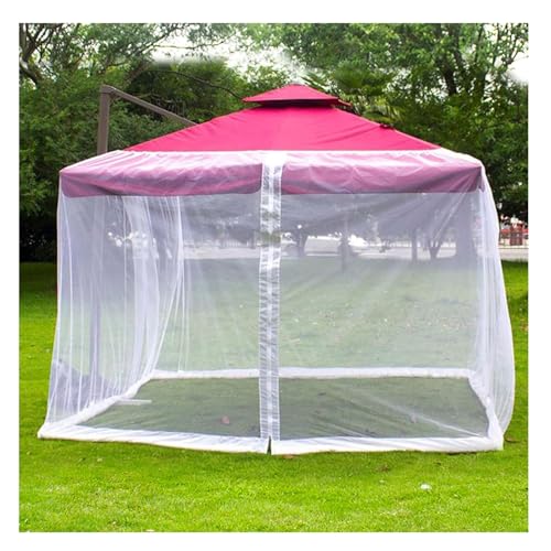 Zanzariera per ombrellone da patio, zanzariera quadrata da 3 x 3 x 2.3 meters, con corda regolabile e doppia porta con cerniera, Gazebo Per Zanzariere Ombrelloni Da Este (Bianco)