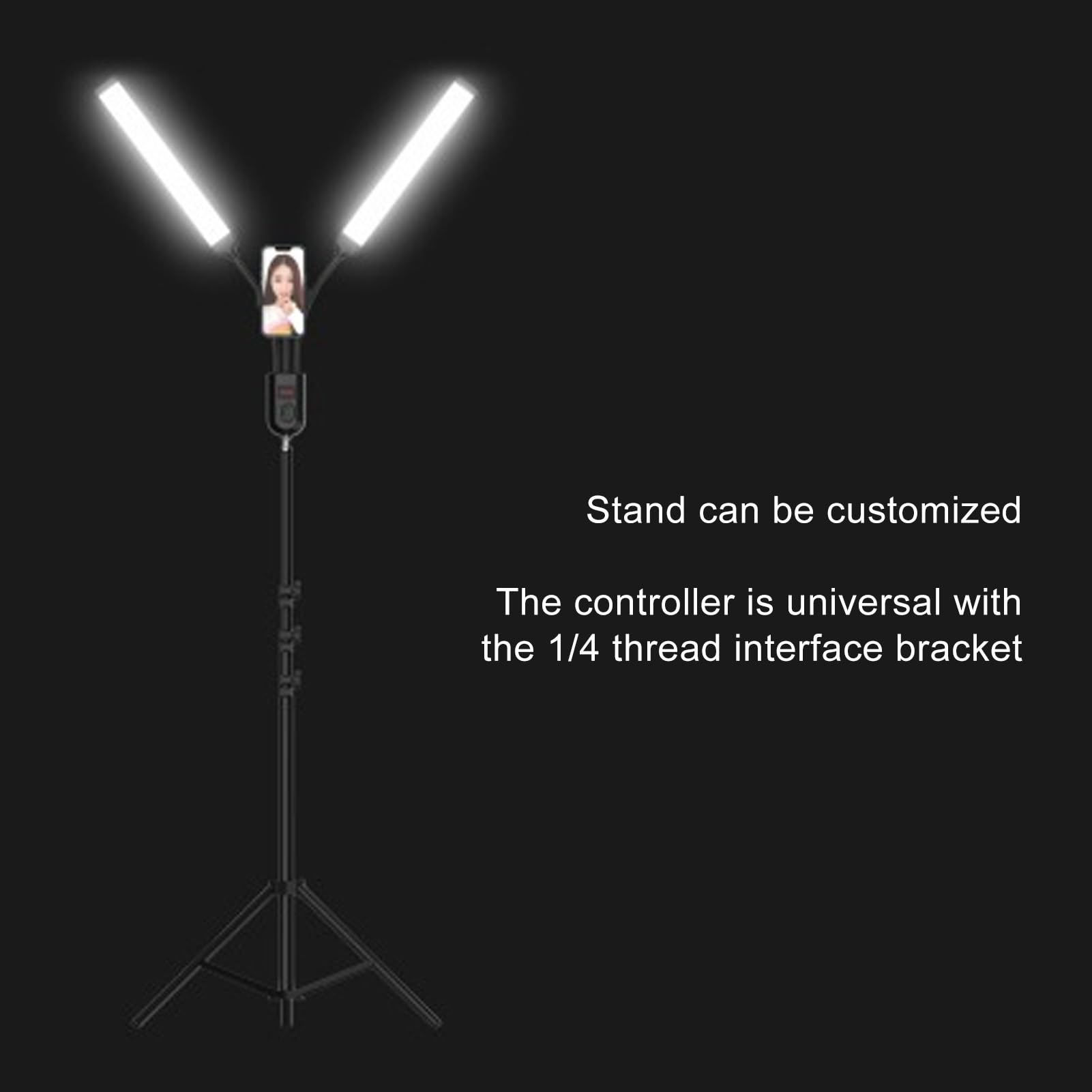 Lampe de Studio LED à Double Bras, avec Trépied et Support de Téléphone, pour Maquillage, Extension de Cils, Diffusion en Direct (Prise USB)
