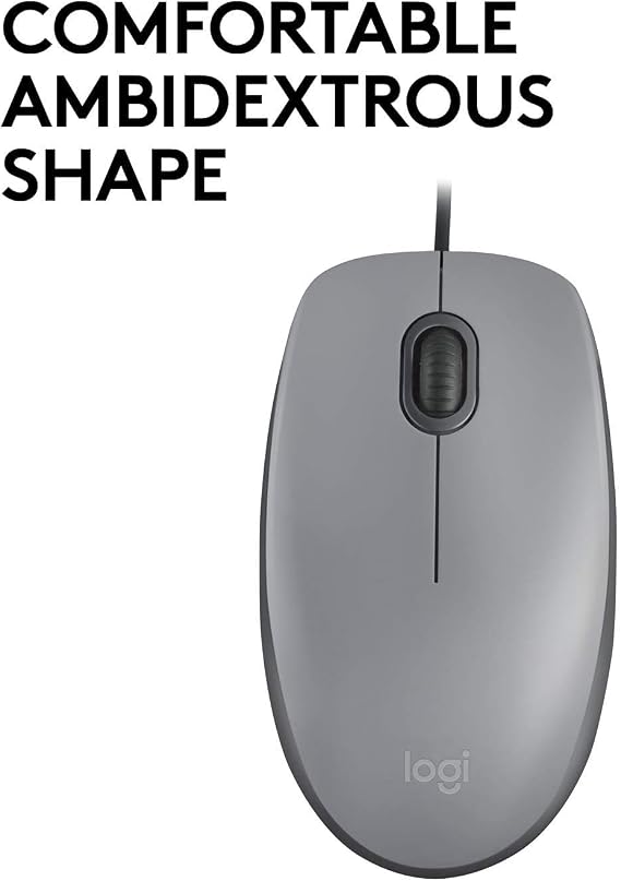 Logitech M110 USB Wired Silent Mouse, Gray with Quiet Click technology for Laptop, Notebook, PC and Mac, USB-A Connection, Right and Left Hand Use