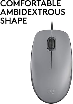 Logitech M110 USB Wired Silent Mouse, Gray with Quiet Click technology for Laptop, Notebook, PC and Mac, USB-A Connection, Right and Left Hand Use