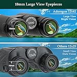 Adorrgon 12x42 HD Binoculars for Adults High Powered with Phone Adapter, Tripod and Tripod Adapter - Large View Binoculars with Clear Low Light Vision - Binocular for Bird Watching Cruise Travel - Image 2