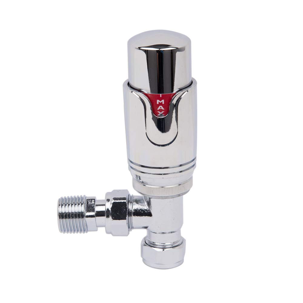 Valvola termostatica ad Angolo per scaldasalviette Valvole per termosifoni di Design TRV Rubinetti per Riscaldamento centralizzato da 15 mm con valvola a Testa Tonda ad Angolo Manuale gratui