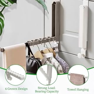 NYXXZ Lot de 2 séchoirs à vêtements pliants au-dessus de la porte, convient aux portes jusqu'à 4,5 cm maximum, porte-manteau pliable pliable avec tige rétractable, crochet de suspension pour buanderie