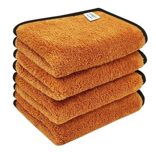 Image of SOFTSPUN Microfiber Baby Hand & Face Wipes 280 GSM 20x30 Cms 4 Piece Towel Set Brown! Super Soft & Comfortable for Newborn Baby and Kids Quick Drying Ultra Absorbent in Small Size.