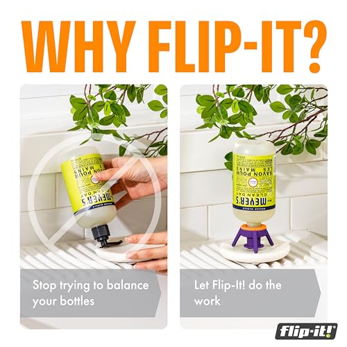 Image of Flip-It! Bottle Emptying Kit - 6 Bottle Pack - No more wasted product - Fits most plastic bottles - 6 Base Caps, 6 Adapters - Bright Color Edition (Pack of 3)
