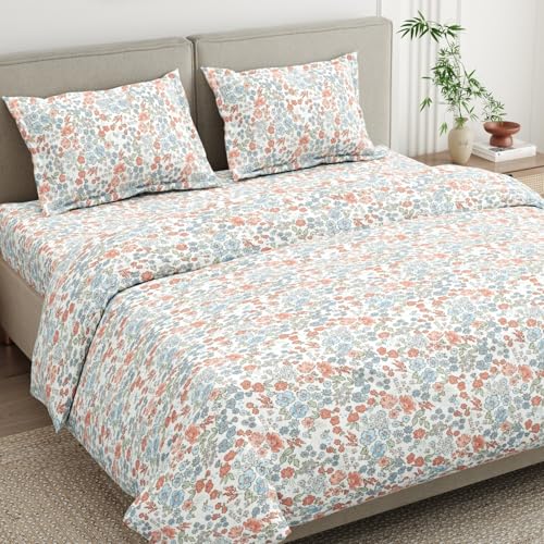Image of Haus & Kinder Bed Sheet Double Bed | 100% Combed Cotton 186 TC Queen Size Bedsheet | 100 X 90 Inches Double Bed Bedsheet with 2 Pillow Covers | Soft, Chic, Cozy, - Whispers of Bloom