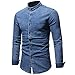 Produktbild Shirt Herren Jeanshemd Herren Slim Fit Retro Casual Button Langarm Frühlings Und Herbst Mode Gentleman Comfortable Holiday Classic All-Match Herren Hemd B-Blue XXL