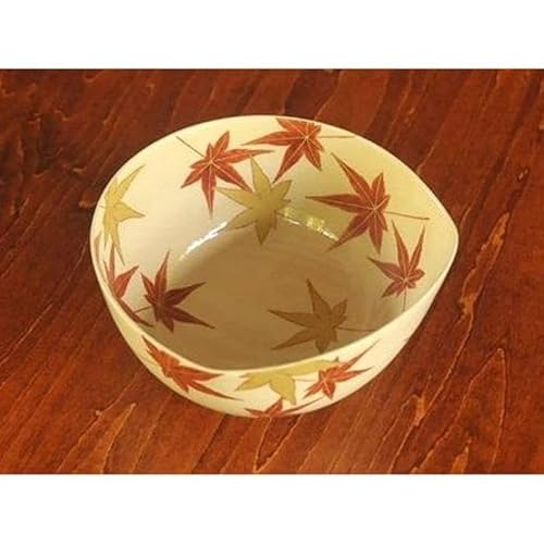 金彩もみじ紋沓形鉢[水間焼伏原窯]