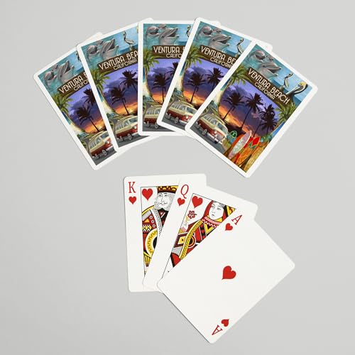 Lantern Press Ventura Beach, California, Naipes Poker 52 cartas miniatura 7