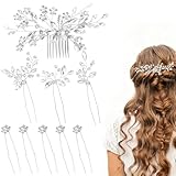 10 pezzi di fermaglio per capelli in cristallo argentato, accessori per capelli da sposa per donne, accessori con strass, decorazioni, spille decorative, adatte per spose e damigelle d