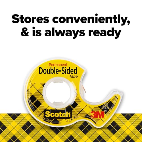 Image of 3M Double-Sided Tape with Dispenser, Permanent, 1 /2 X 250 Inches, Clear