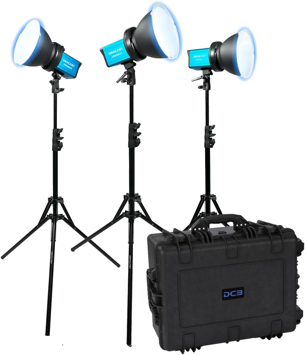 Dracast X Series M80 Daylight LED 3 Light Kit with Injection Molded Travel Case