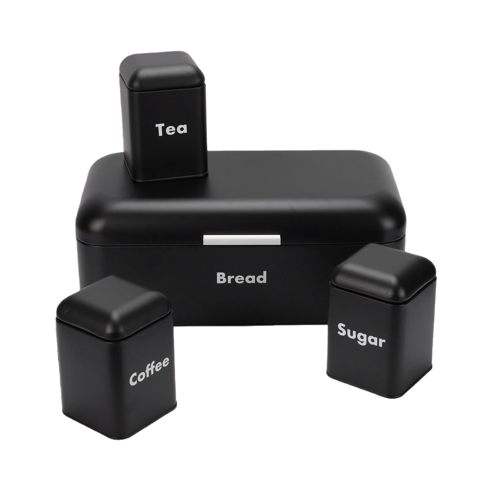 Pssopp Juego de Caja para Pan, 16,54 Pulgadas, Tapa Sellada, Negro Retro