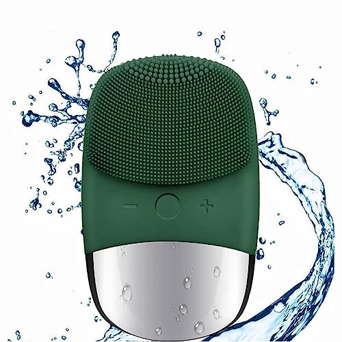 MEGAN Facial Cleansing Brush,USB Rechargeble Electric Silicone Face Scrubber,IPX7 Waterproof Sonic Facial Massager, 3 in 1 face Brush for Deep Cleanning, Blackhead Remover, Exfoliating. (Green)