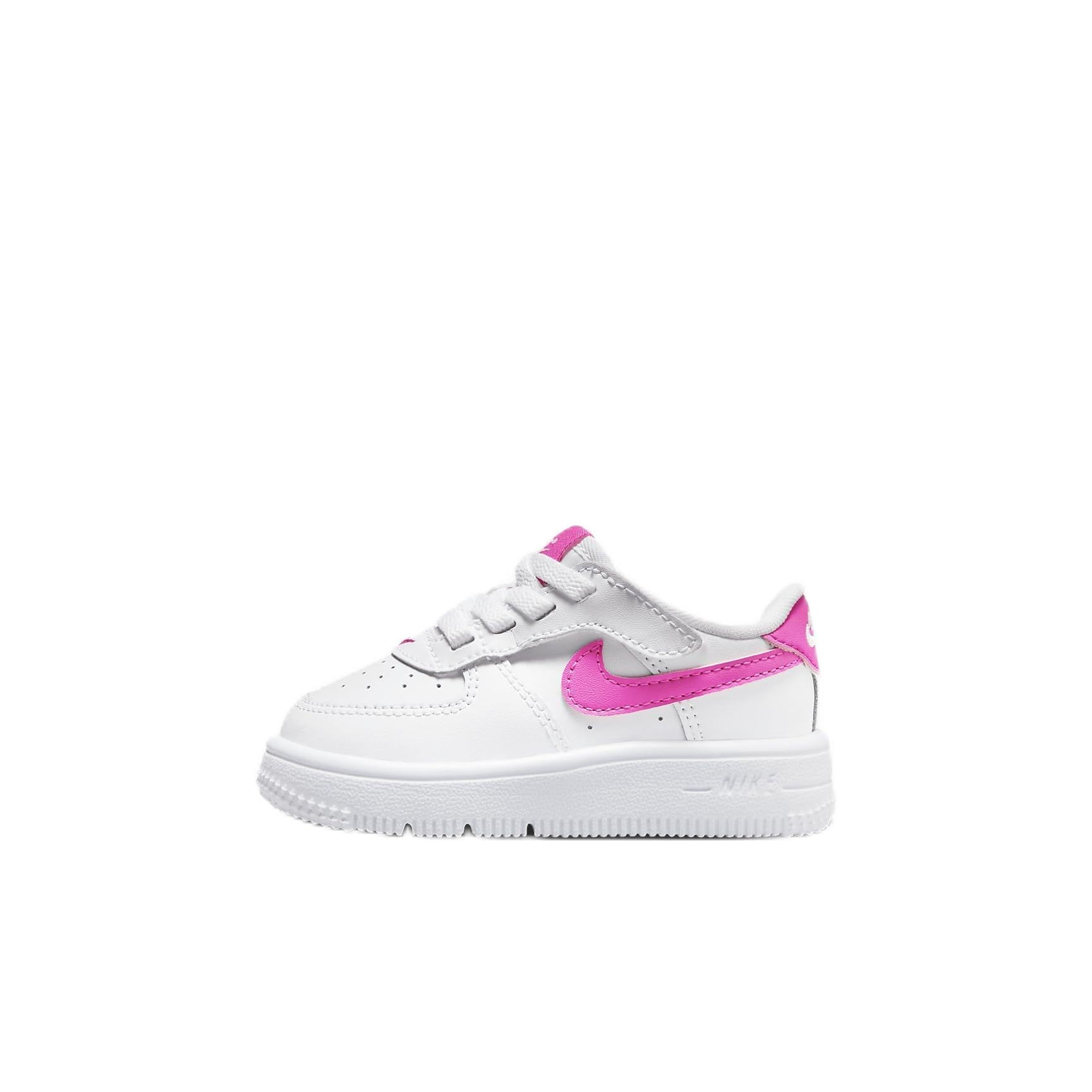 Nike Force 1 Low EasyOn Baby/Toddler Shoes (FN0236-102, White/Laser Fuchsia) Size 6