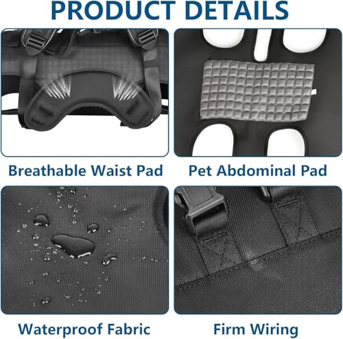 Wakytu Hundefördergurt Sling Lift ideal für Haustiersupport Rehabilitation mit verstellbarem Polster atmungsaktivem Riemen zum Spazierengehen für Hunde mit Behinderungen verminderter Stabilität 7-15kg