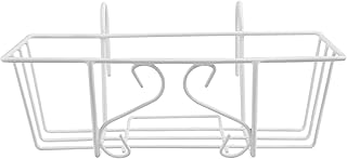 Cabilock Cesto para pendurar plantas de ferro para pendurar cestas para pendurar vaso de flores suporte sobre a cerca do trilho para pátio, varanda, cerca branca