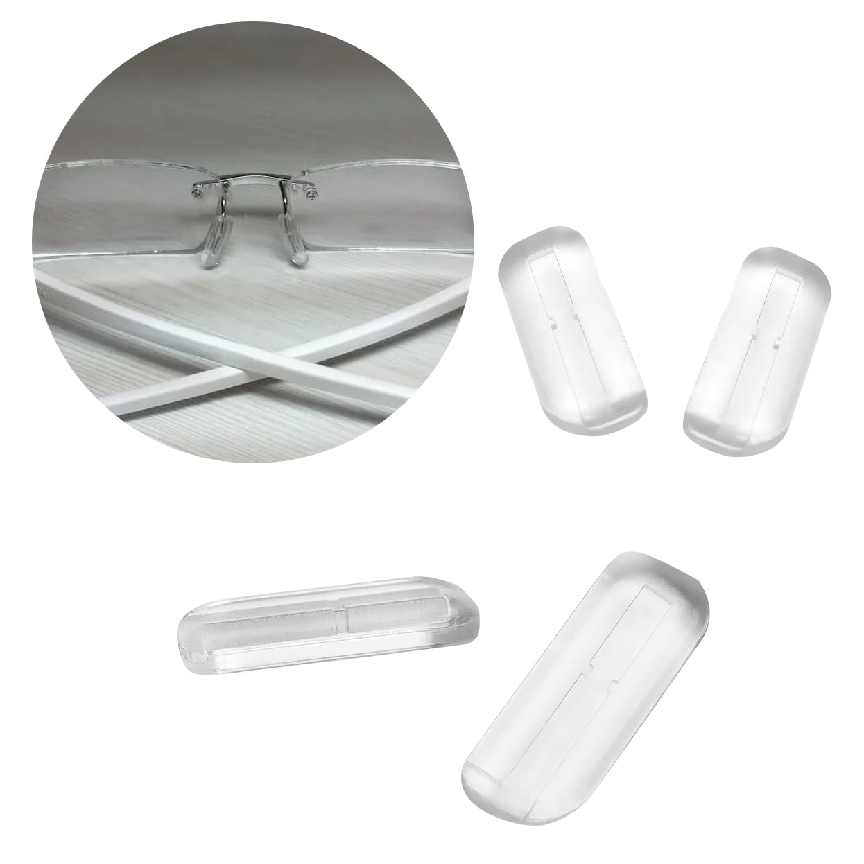 HiCycle2 Weiche Nasenpads aus Silikon für Tag Heuer Brillen, Brillen und Sonnenbrillen für den vertikalen Schlitz in Nasenpads von Brillen, 2 Paar, transparent