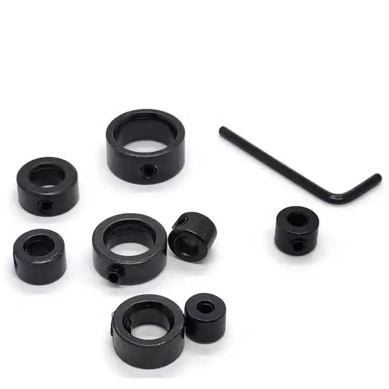 Bghyjkol 8Pcs Set Black Drill Depth Stop Drill Depth Stop Bit Collar Set Adjustable Positioner Limit Ring Allen Wrench Tighten The Stopper
