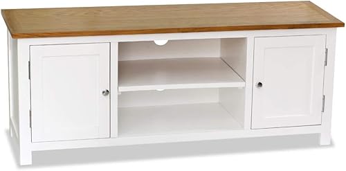 Miniatura 1 de ZQQLVOO Armario de TV de diseño moderno y simple de 47.2 x 13.8 x 18.9 pulgadas, madera de roble maciza, con 2 gabinetes y 2 compartimentos, soporte