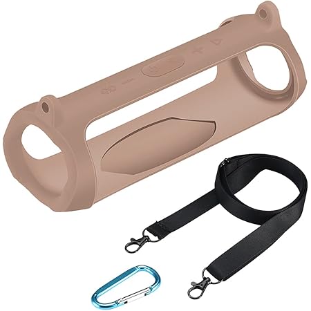 Seracle Silikonhülle Tragetasche Case Schlinge Tasche für JBL Charge 5 Bluetooth Lautsprecher (Brown)